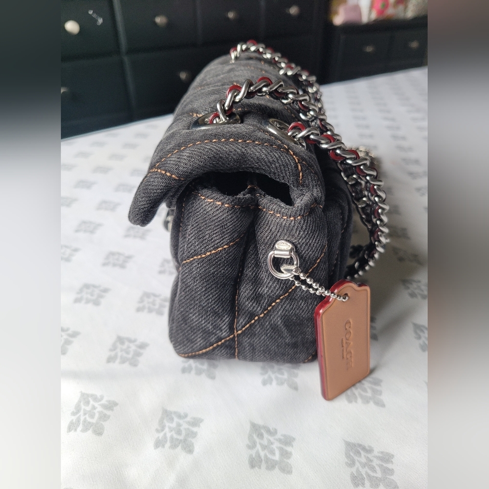 Coach Quilted Black Denim Tabby 20 Shoulder and Crossbody Bag - Picture 4 of 16
